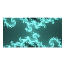 Neon Blue Hypnotic Fractal  Swirls Custom Photo Card