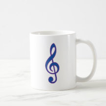 Neon Blue Treble Clef Coffee Mugs