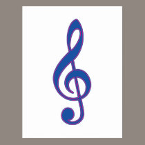 Neon Blue Treble Clef postcards