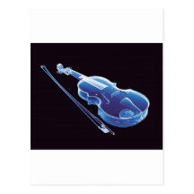 Neon Blue Violin Post Card