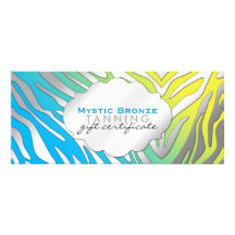 Neon Blue & Yellow Zebra Print Gift Certificates Invitations