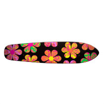 Neon Damask Flowers Skateboard Deck