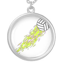 neon flames volleyball necklace