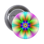 Neon Flower Fractal Button