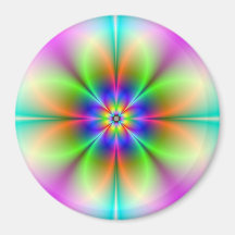 Neon Flower Fractal Magnet