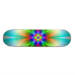 Neon Flower Fractal Skateboard