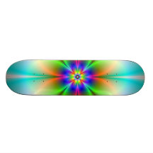 Neon Flower Fractal Skateboard