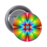 Neon Fractal Flower Button