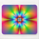 Neon Fractal Flower Mousepad