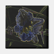 Neon Glow Daylily Flower with Glowing Edges Fridge Magnet