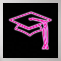 Neon Grad Cap Pink Poster