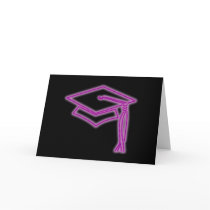 Neon Grad Cap Purple Greeting Card- With Greeting