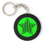 Neon Green and Black Star Keychain