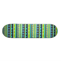 Neon Green and blue tribal pattern Skateboard Decks
