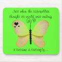 Neon Green and Yellow Butterfly Mouse Pad mousepads