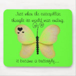 Neon Green and Yellow Butterfly Mouse Pad mousepads
