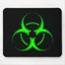 Neon Green Biohazard Symbol Mousepad