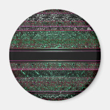 Neon Green & Black Stripes Magnets