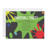 Neon Green Split Splat Custom Paintball Party invitations