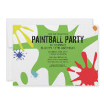 Neon Green Split Splat Custom Paintball Party invitations