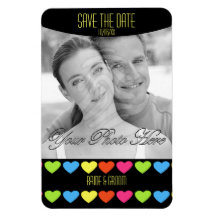 Neon Hearts (Save The Date) Rectangle Magnets