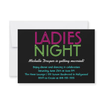 Neon Ladies Night Card Custom Invitations