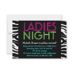 Neon Ladies Night Card zebra invitations