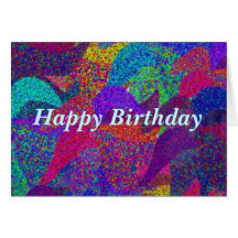 Neon Leaves Happy Birthday Card