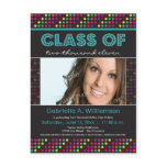 Neon Lights Graduation Announcement (aqua) postcards
