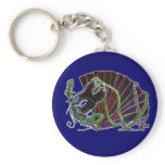 Neon Masquerade on blue Keychain