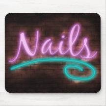 Neon Nails Sign Mouse Pads