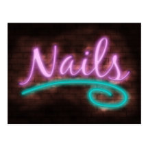 Neon Nails Sign Postcards