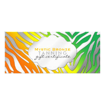 Neon Orange & Green Zebra Print Gift Certificates Custom Invitation