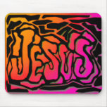 Neon orange Jesus Christian gift design Mouse Pad