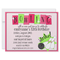 Neon Pink & Green Totally Retro Bowling Birthday P