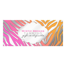 Neon Pink & Orange Zebra Print Gift Certificates Announcements