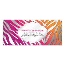 Neon Pink & Purple Zebra Print Gift Certicates Personalized Announcements