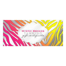 Neon Pink & Yellow Zebra Print Gift Certificates Invitations