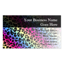 Neon Rainbow Leopard Pattern Print Business Cards