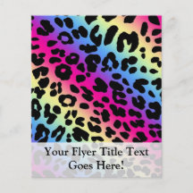 Neon Rainbow Leopard Pattern Print Full Color Flyer