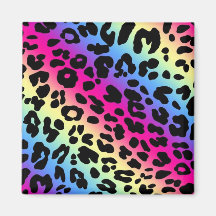 Neon Rainbow Leopard Pattern Print Refrigerator Magnets