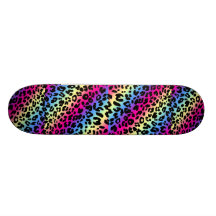 Neon Rainbow Leopard Pattern Print Skateboard Decks