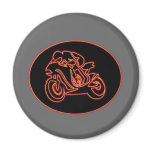 Neon Red Racing Motorcycle Silhouette magnets