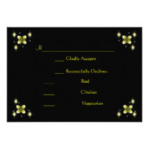 Neon Yellow Flowers Sparkles rsvp card Announcements