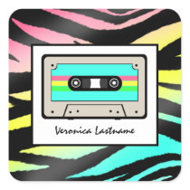 Neon Zebra Print & Cassette Tape Personalised