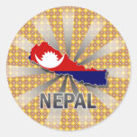 Nepal Flag Map 2.0 Round Stickers