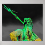 Neptunes Fountain, Alexanderplatz,Black Back Posters