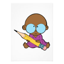 Nerd boy big glasses & pencil custom announcement
