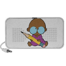 Nerd boy big glasses & pencil mp3 speakers