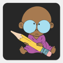 Nerd boy big glasses & pencil sticker
